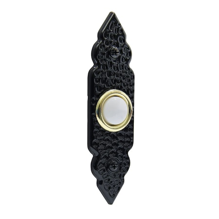 DP1204A Wired Antique Hammered Black Lighted Pushbutton Doorbell